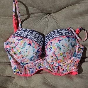 Victoria's Secret Pink and Blue Floral Underwire Bra